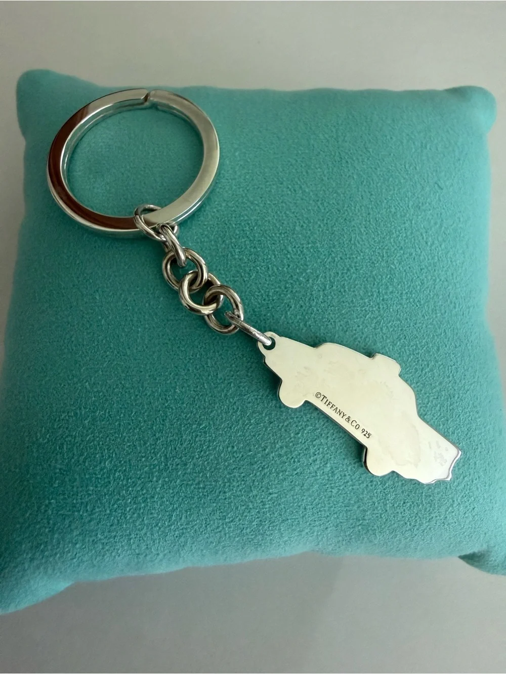 Tiffany & Co. Silver Taxi Charm Keyring with Blue Pouch